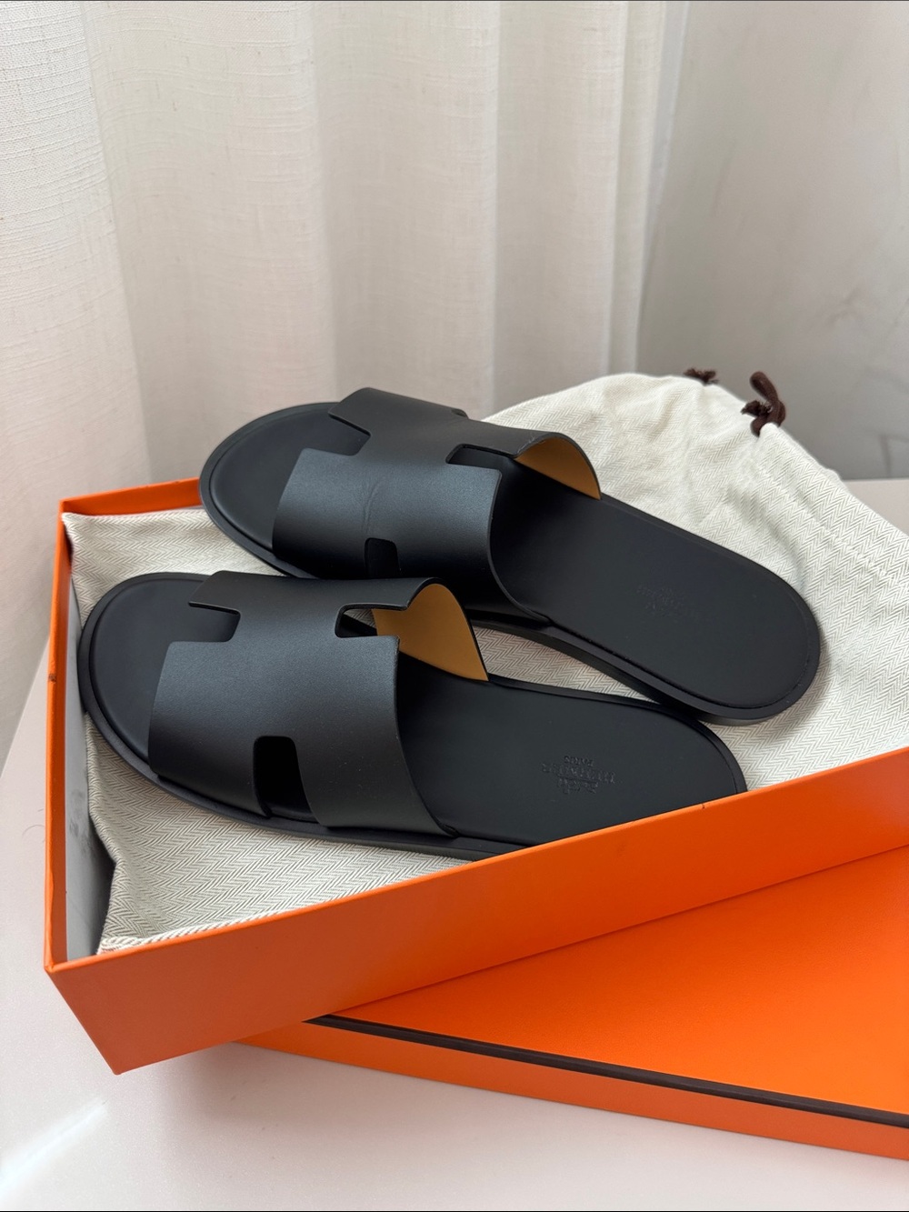 Hermes Black Izmir Sandals